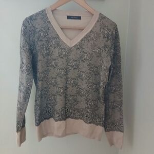 MaxMara Wool Cashmere Lace Print Sweater